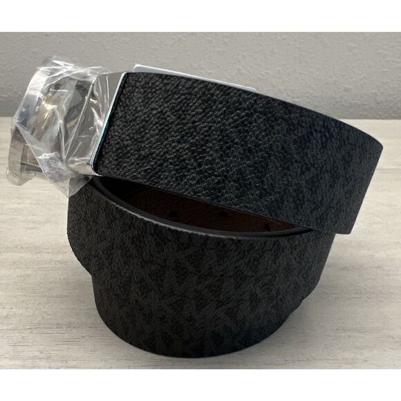 MICHAEL KORS BELT REVERSIBLE BLACK MK LOGO/BROWN 2-Tone MK LOGO BUCKLE STYLE!! - Picture 6 of 15